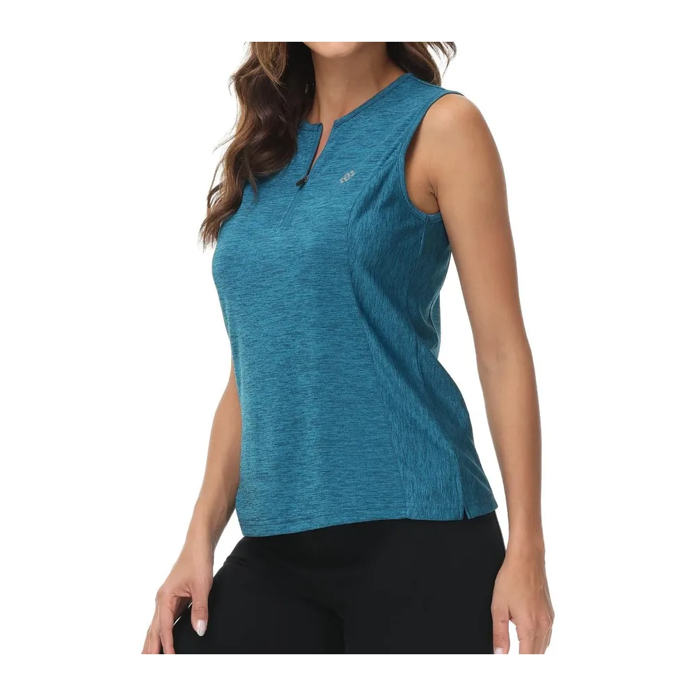 Sleeveless Polo Shirt UPF 50+ Sport Tennis Shirt Lightweight Summer Shirt — Bleu Marine