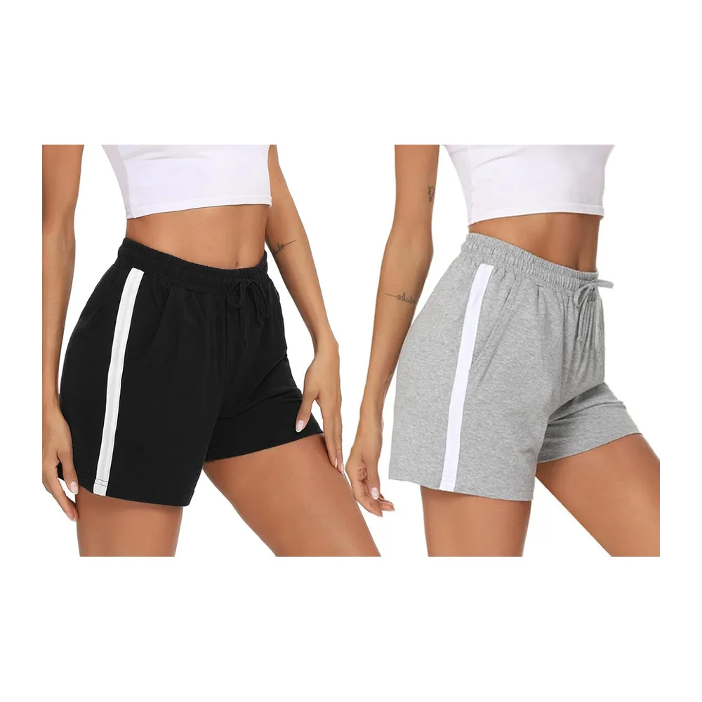 Short de Course à Pied décontracté en Coton — A Noir + Gris