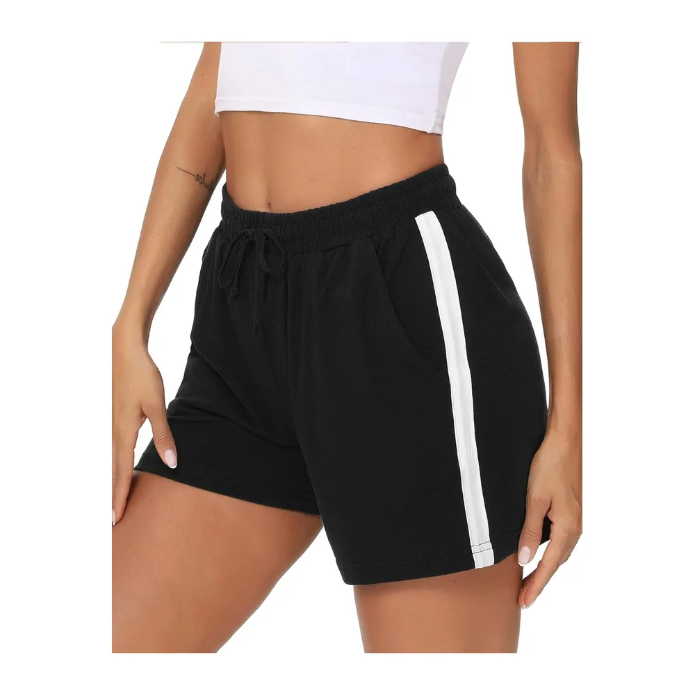 Short de Course à Pied décontracté en Coton — A Noir