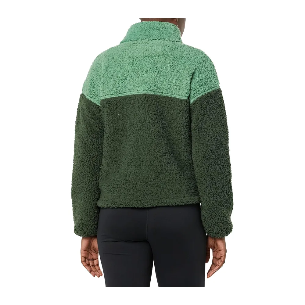 Veste Zippée en Polaire Effet Mouton, Col Montant — Vert Foncé Vert Sauge Shearling