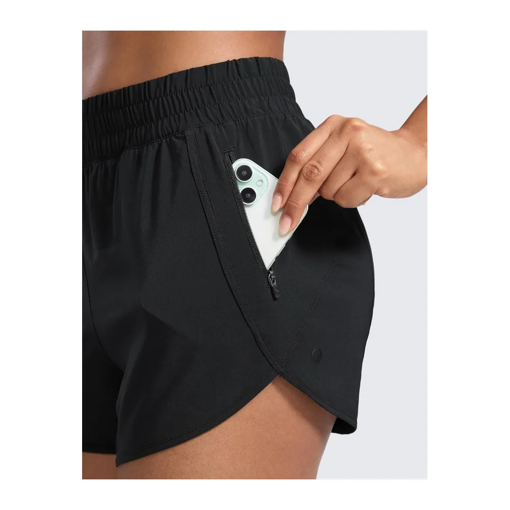 Shorts Fitness Dauphin Taille Haute — Noir