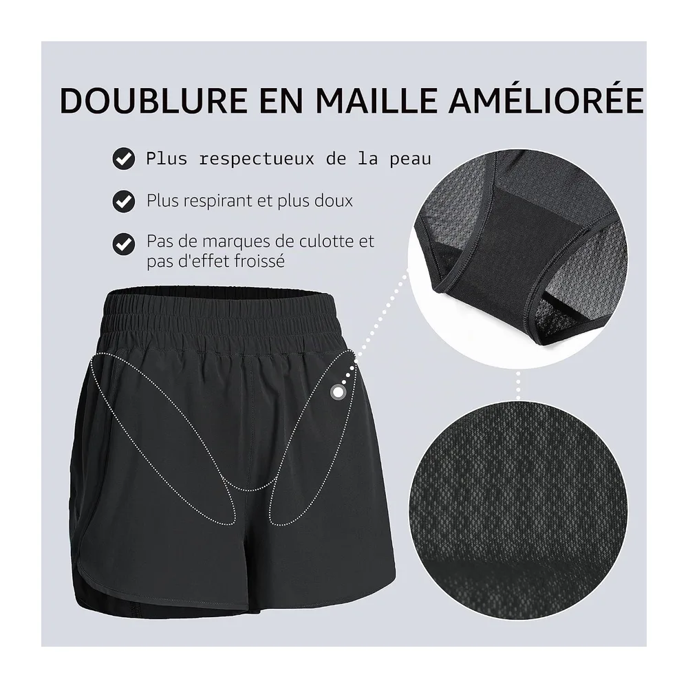 Shorts Fitness Dauphin Taille Haute — Noir