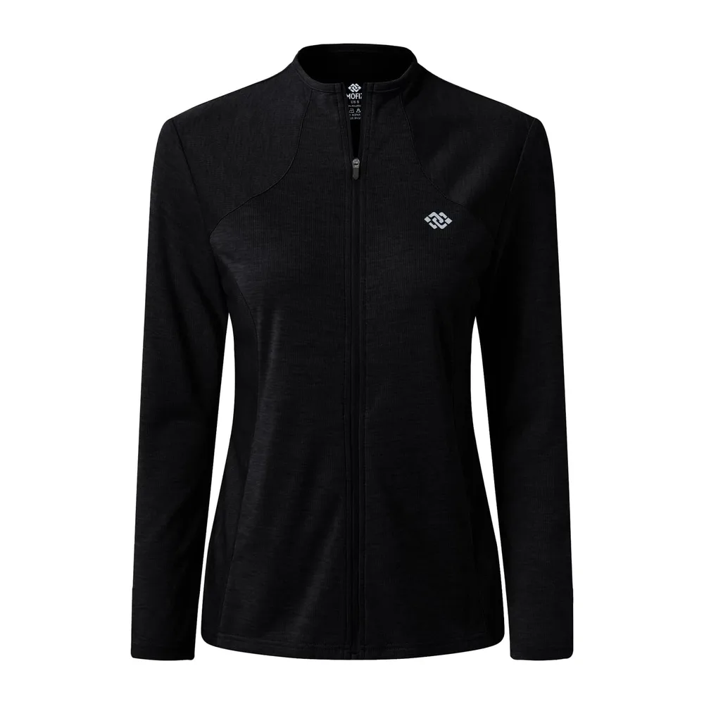 Vestes de Sport Vest Légère Manche Longue Sweat Zippé sans Capuche Survêtement de — Noir
