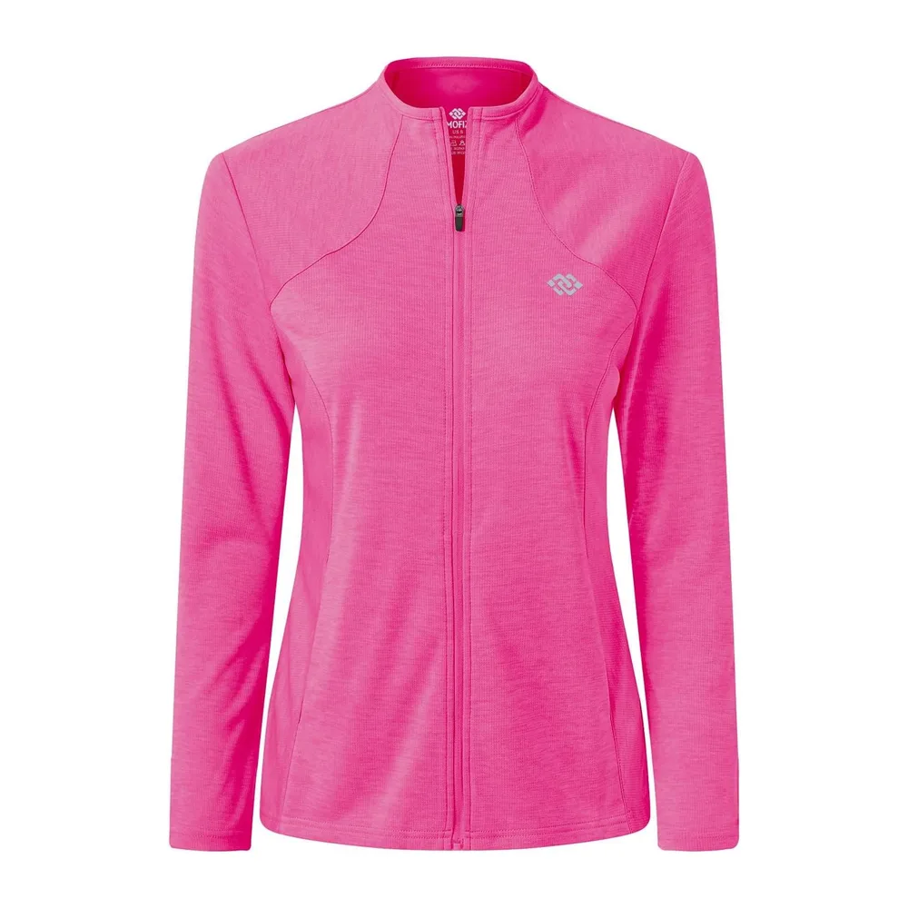 Vestes de Sport Vest Légère Manche Longue Sweat Zippé sans Capuche Survêtement de — Rose