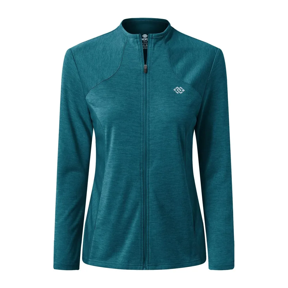 Vestes de Sport Vest Légère Manche Longue Sweat Zippé sans Capuche Survêtement — Bleu Mer