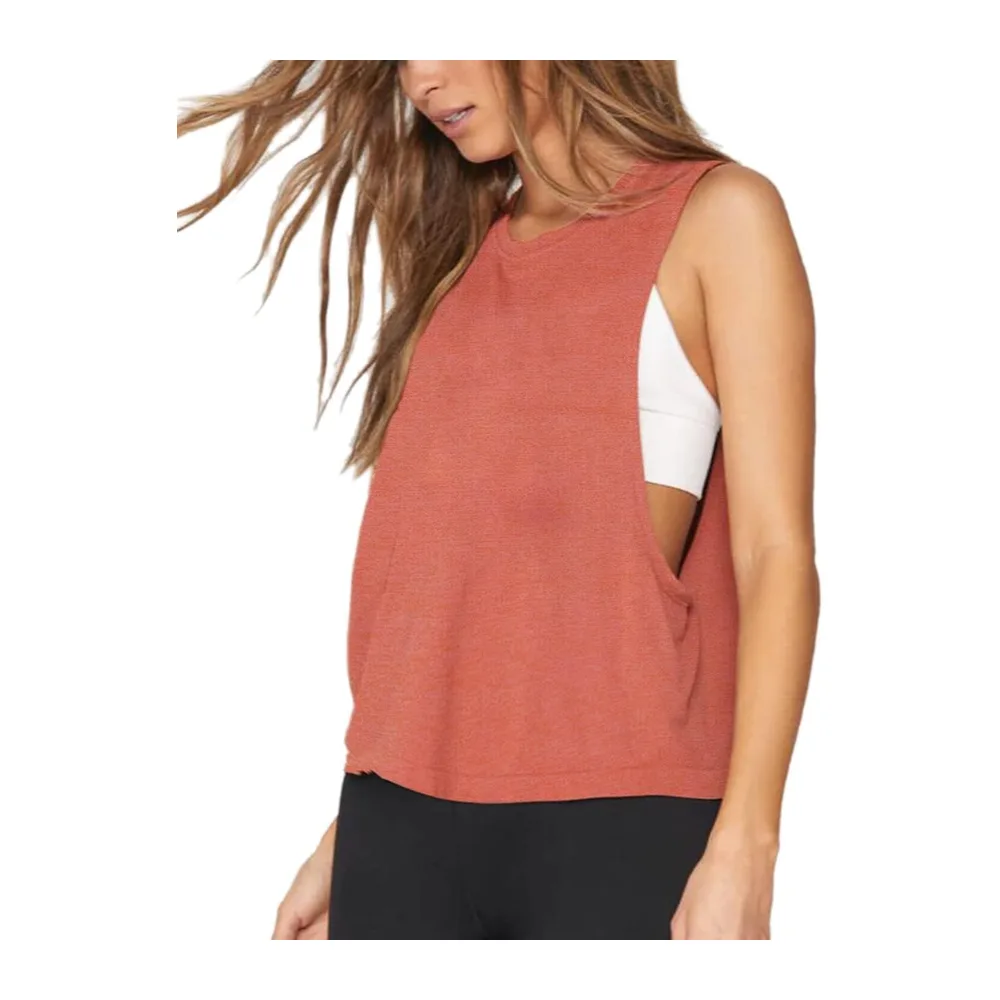 Workout Aptitude Débardeurs Tondu Sans manches Gym Yoga Fonctionnement Sportif — Orange