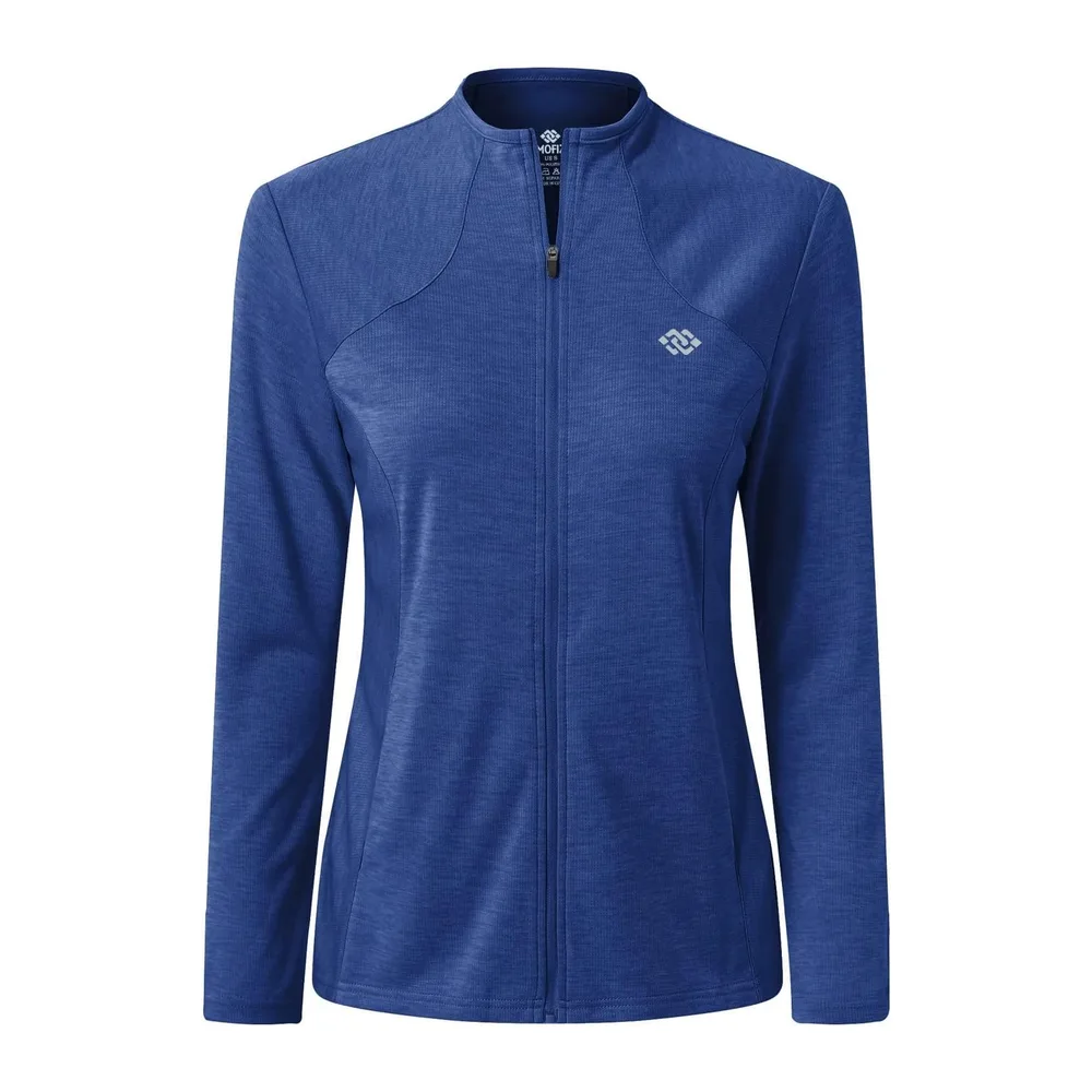 Vestes de Sport Vest Légère Manche Longue Sweat Zippé sans Capuche Survêtement de — Bleu