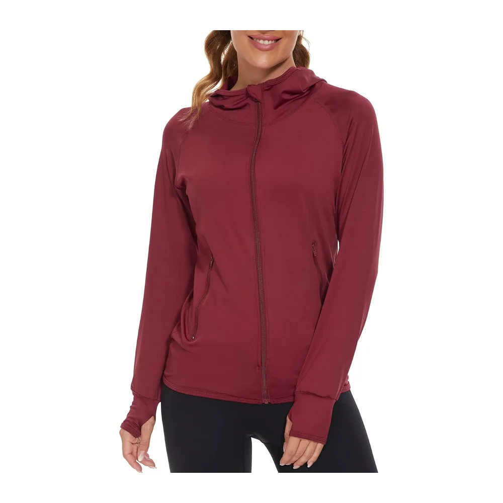 Sweat à Capuche et à Manches Longues Veste de Course Sport avec Trous Les — 8003-5-rouge