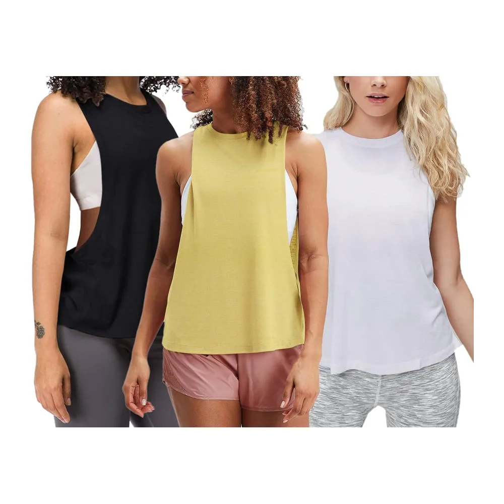 Workout Aptitude Débardeurs Tondu Sans manches Gym Yoga Fonctionnement — Noir Blanc Jaune