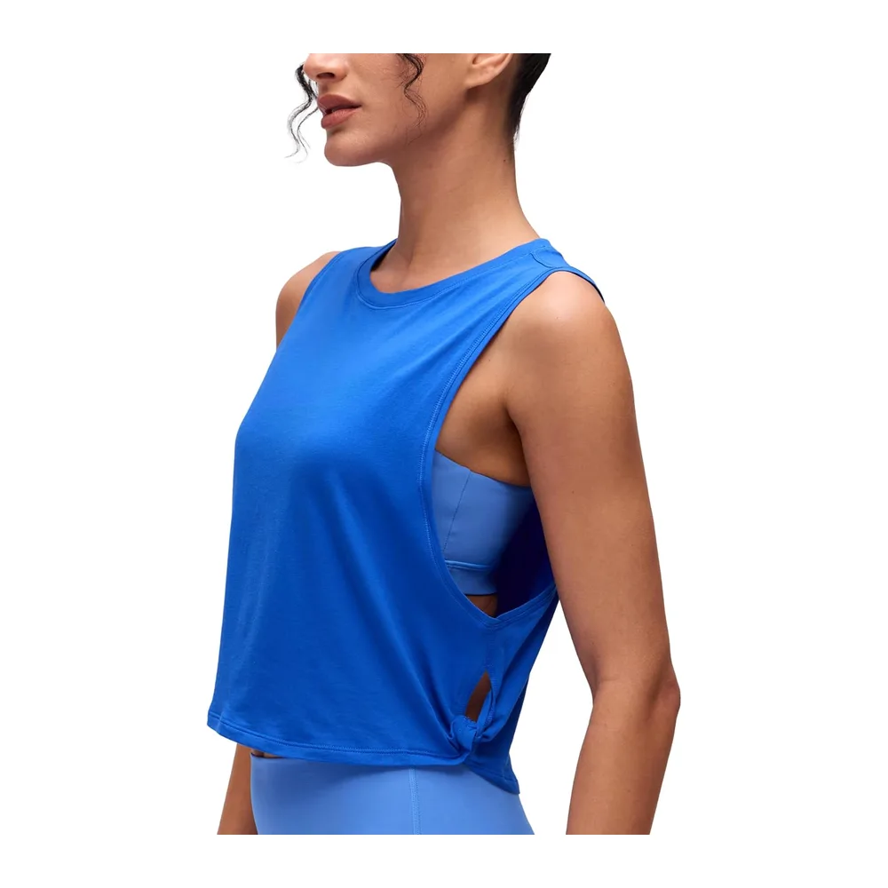 Coton Pima Débardeur Épaules Larges — Bleu Fort