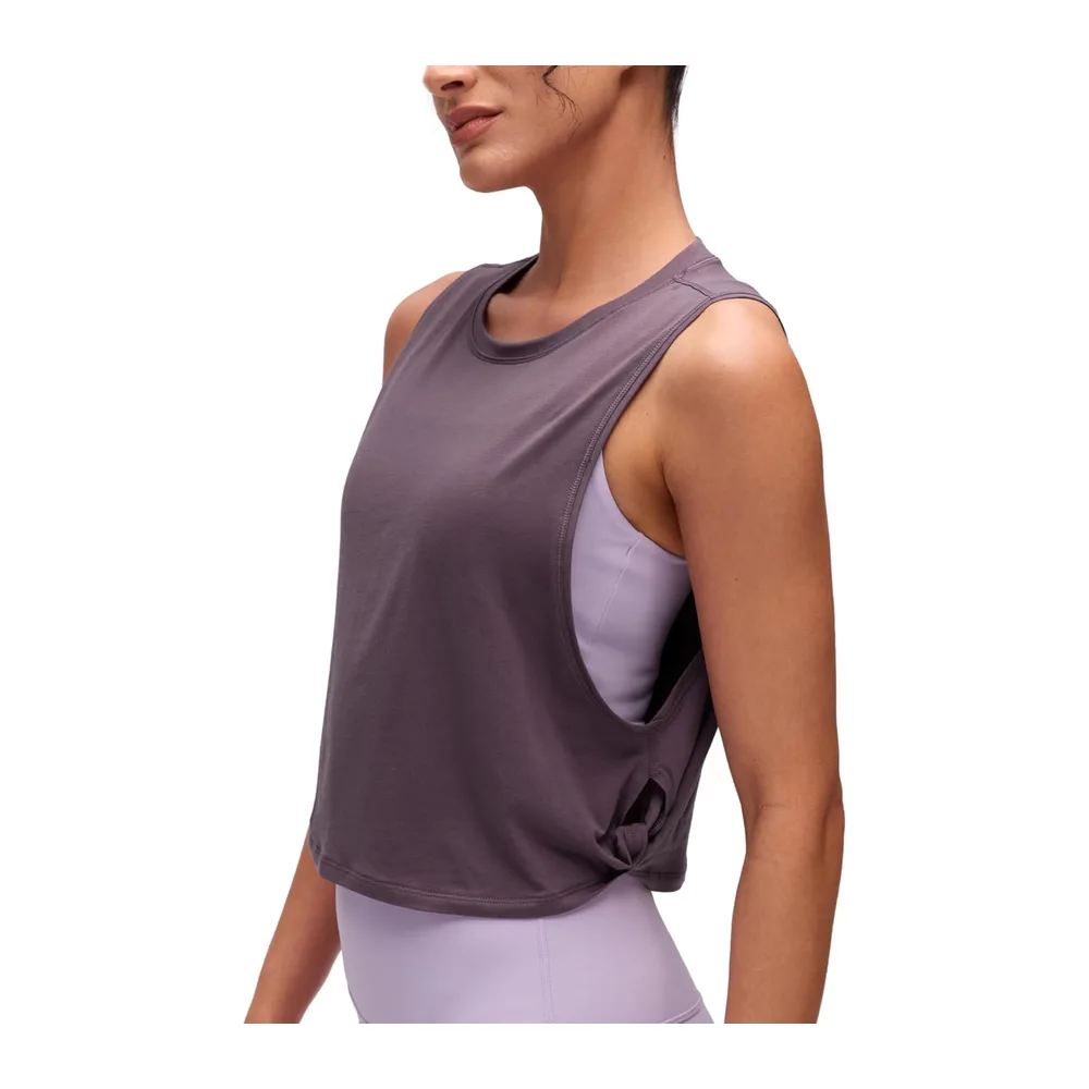 Coton Pima Débardeur Épaules Larges — Gris Violet