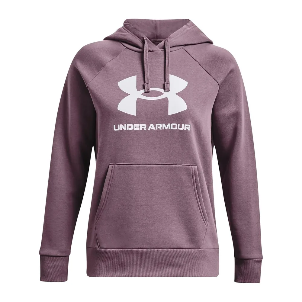 UA Rival Fleece Big Logo HDY Sweatshirt à Capuche — Violet Brumeux / / Blanc