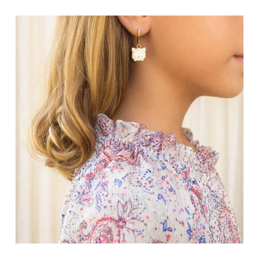 Petites Créoles Dorées Plaquées Or 14K avec Chatons Blanc ou Rose
