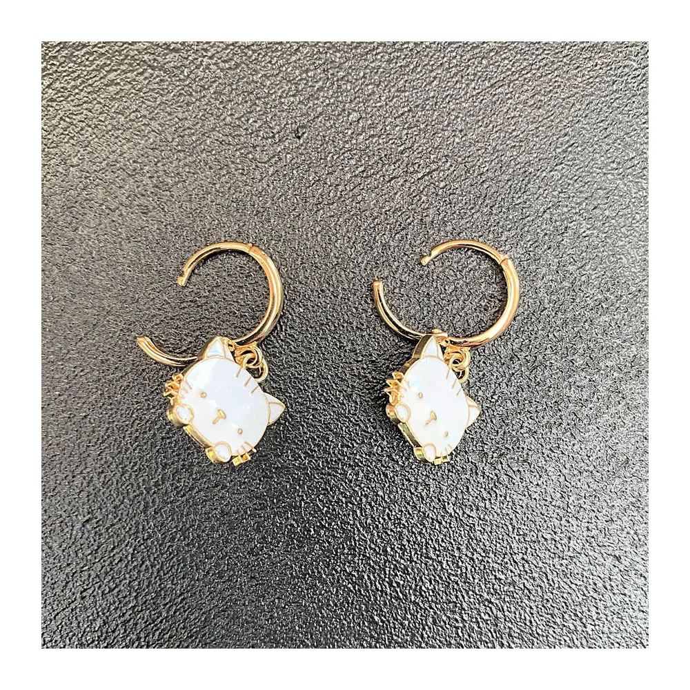 Petites Créoles Dorées Plaquées Or 14K avec Chatons Blanc ou Rose