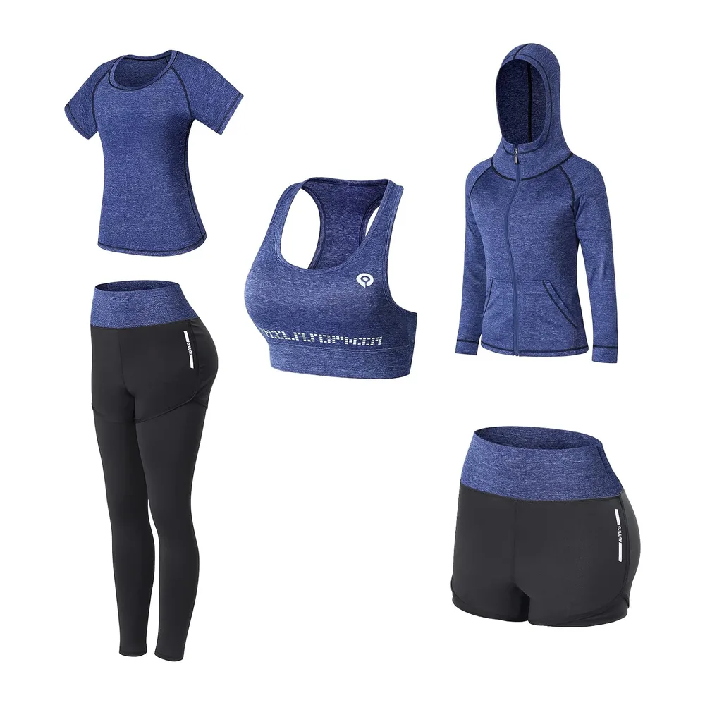 De Yoga Costumes Ensembles de Sport Gym Running à séchage Rapide Costumes — Bleu Marine