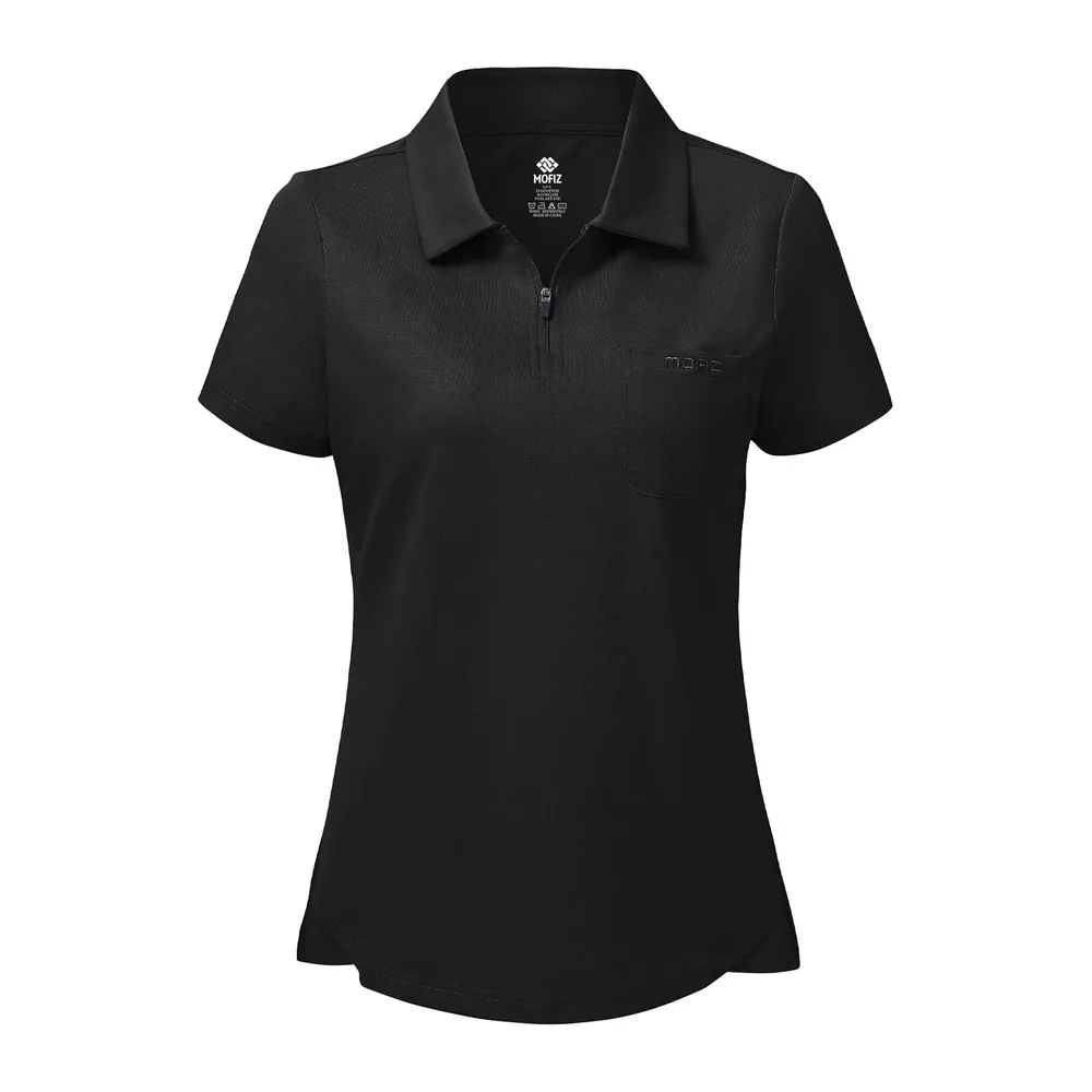 Polo Shirt de Sport à Manches Courtes Coton Polo Golf Tennis Tops — Noir