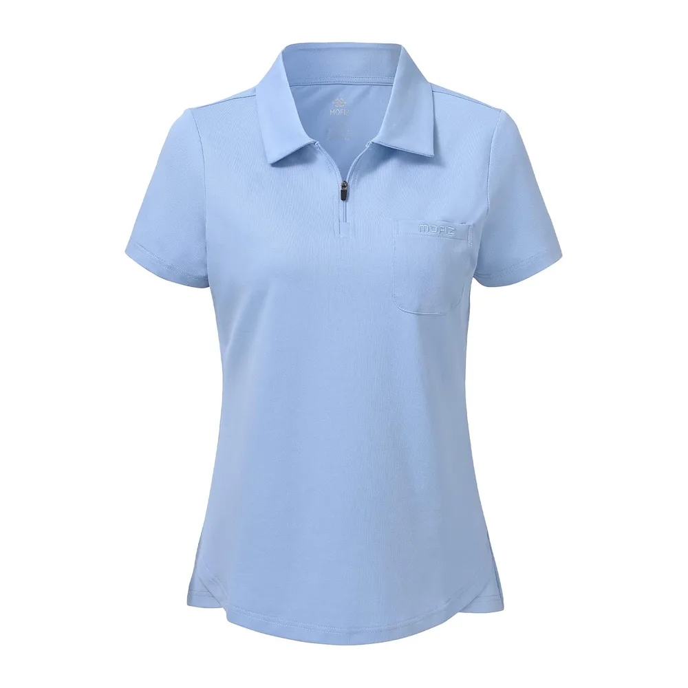 Polo Shirt de Sport à Manches Courtes Coton Polo Golf Tennis Tops — Bleu