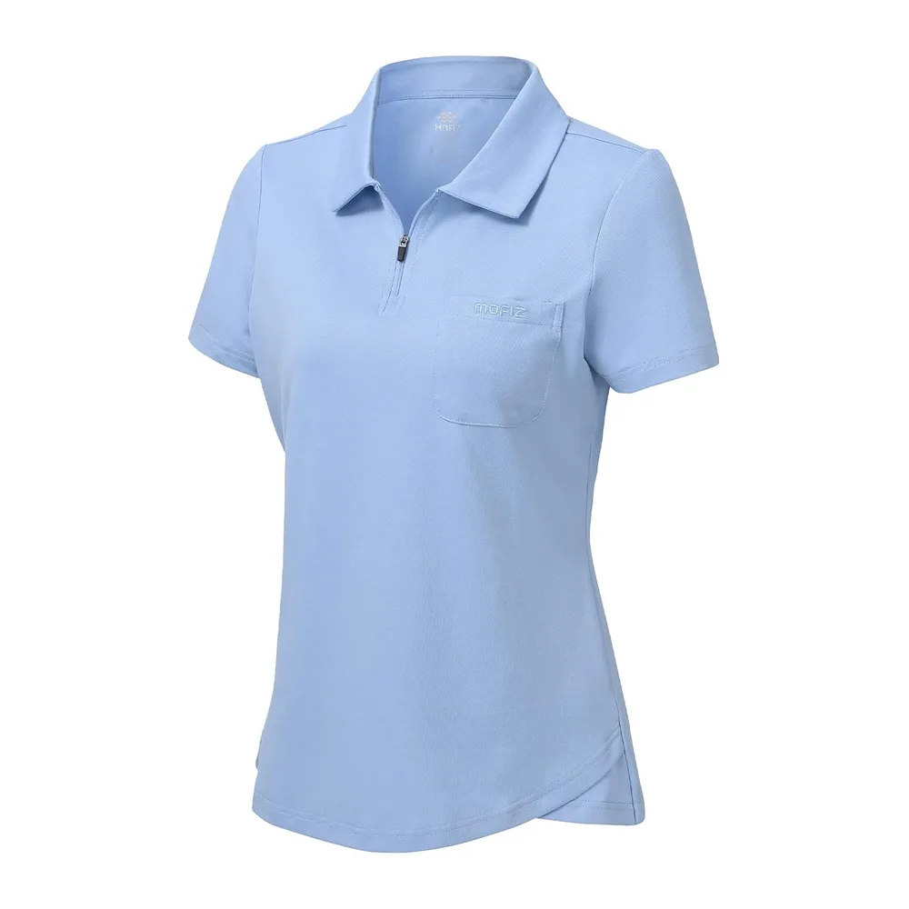 Polo Shirt de Sport à Manches Courtes Coton Polo Golf Tennis Tops — Bleu