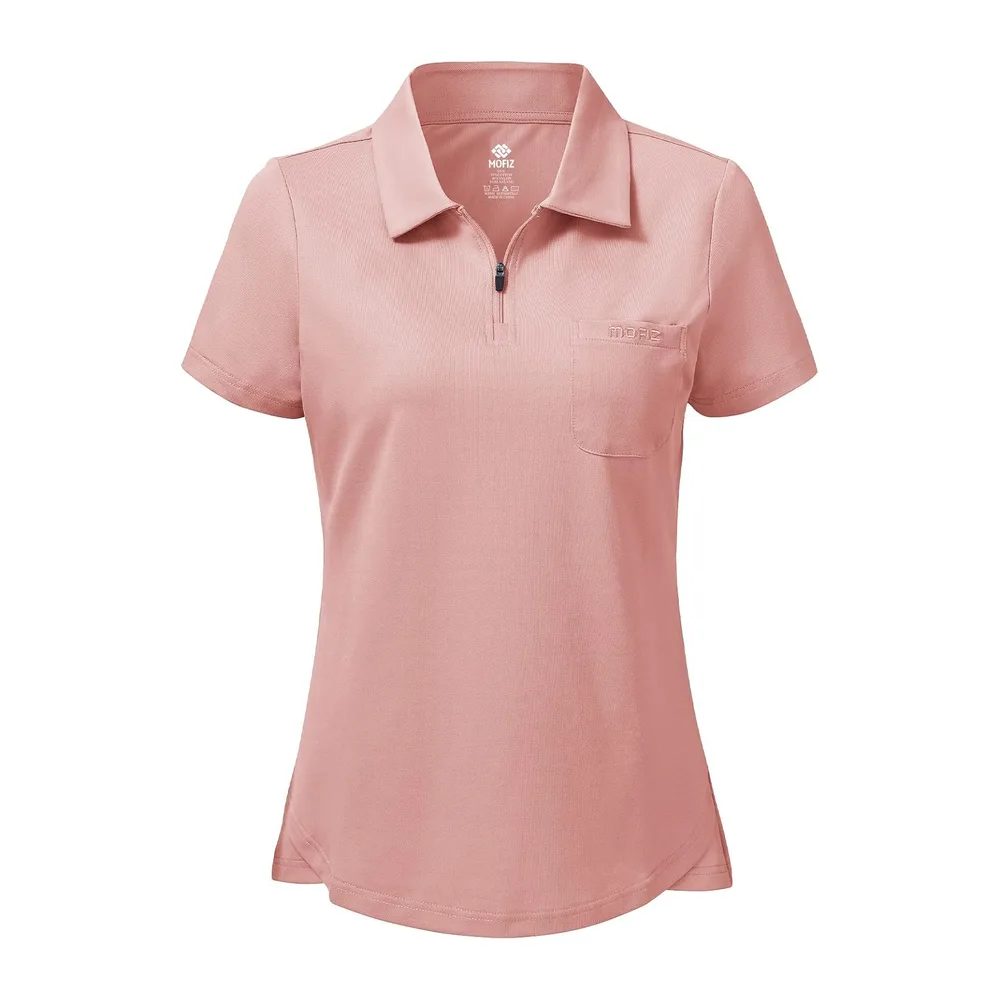 Polo Shirt de Sport à Manches Courtes Coton Polo Golf Tennis Tops — Rose