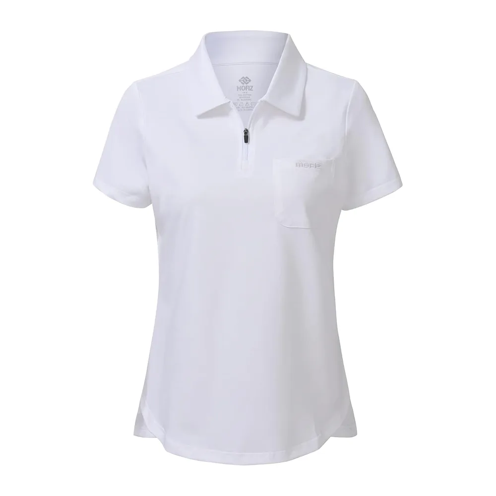 Polo Shirt de Sport à Manches Courtes Coton Polo Golf Tennis Tops — Blanc