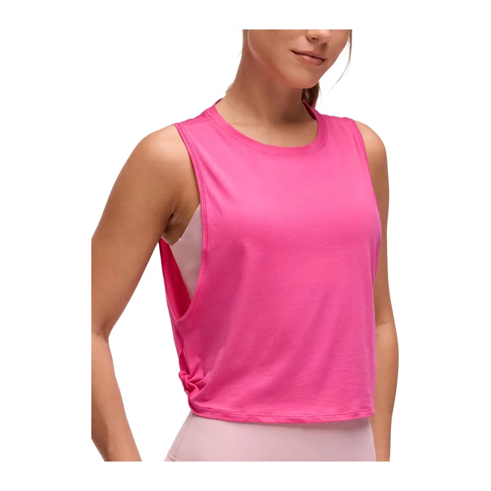 Coton Pima Débardeur Épaules Larges — Rose Sonique