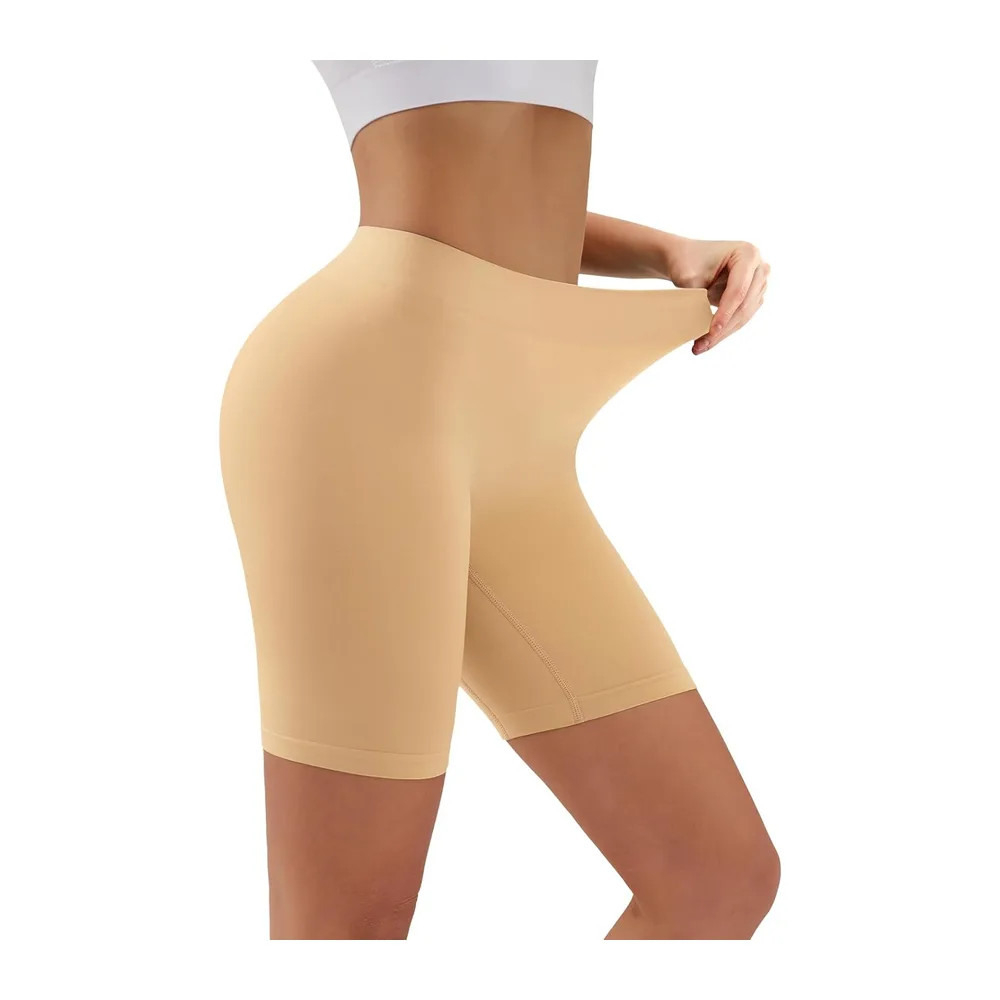 Cycliste Short Taille Haute Slip Panty Anti Frottement Cuisse — 1 Paquet Beige