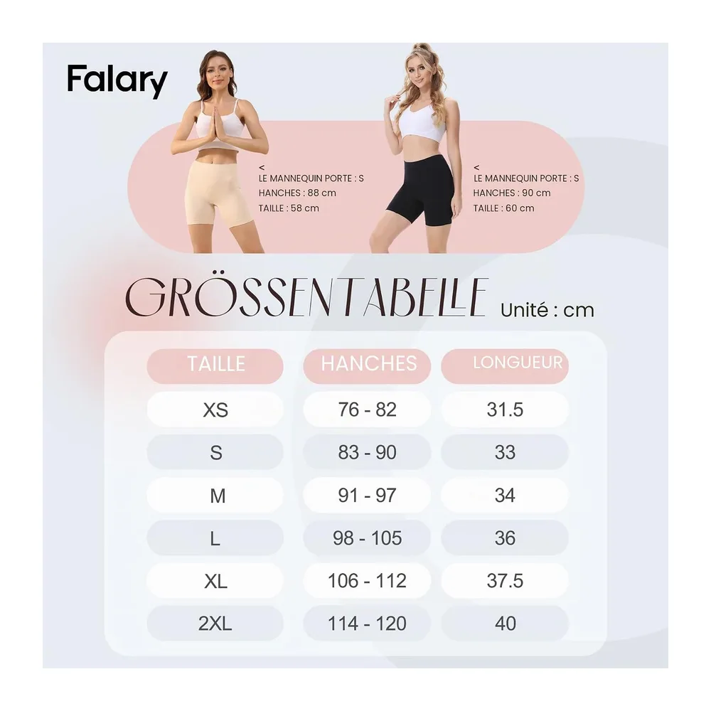 Shorty sous Jupe Legging Court Anti Frottement Cuisse Boxer Short — Noir+beige+blanc