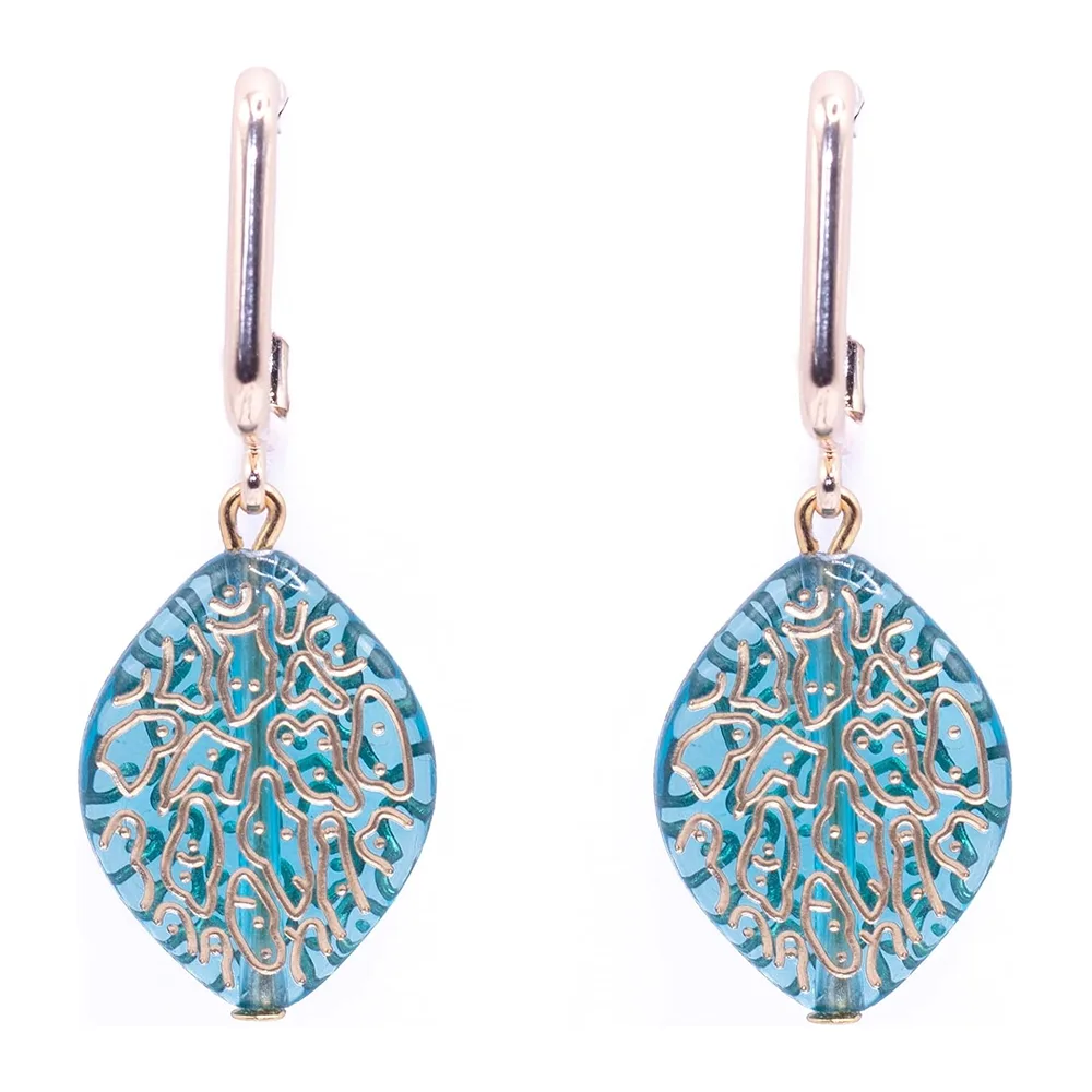 NILUXE DESIGN - 14k Gold Plated Earrings With Acrylic Pendant - Gold Resin Drop Earrings