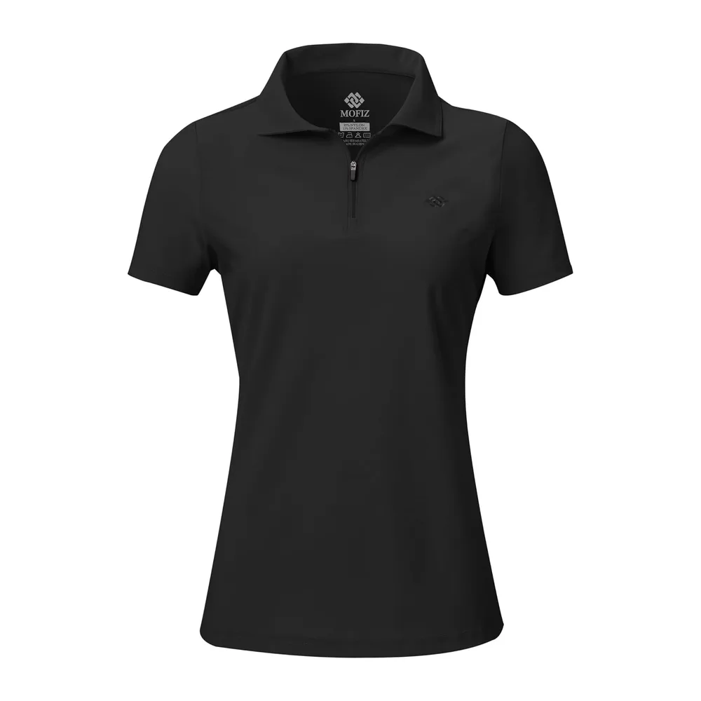 Polo sans Manches avec 1/4 Zipper d'été Sport Débardeur Golf Tennis Tops Gym — Noir- Mc