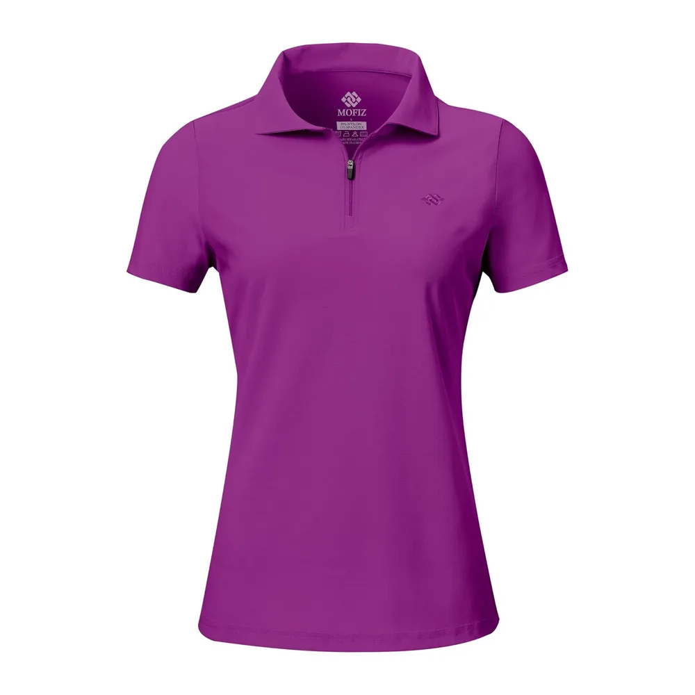 Polo sans Manches avec 1/4 Zipper d'été Sport Débardeur Golf Tennis — Violet Foncé- Mc