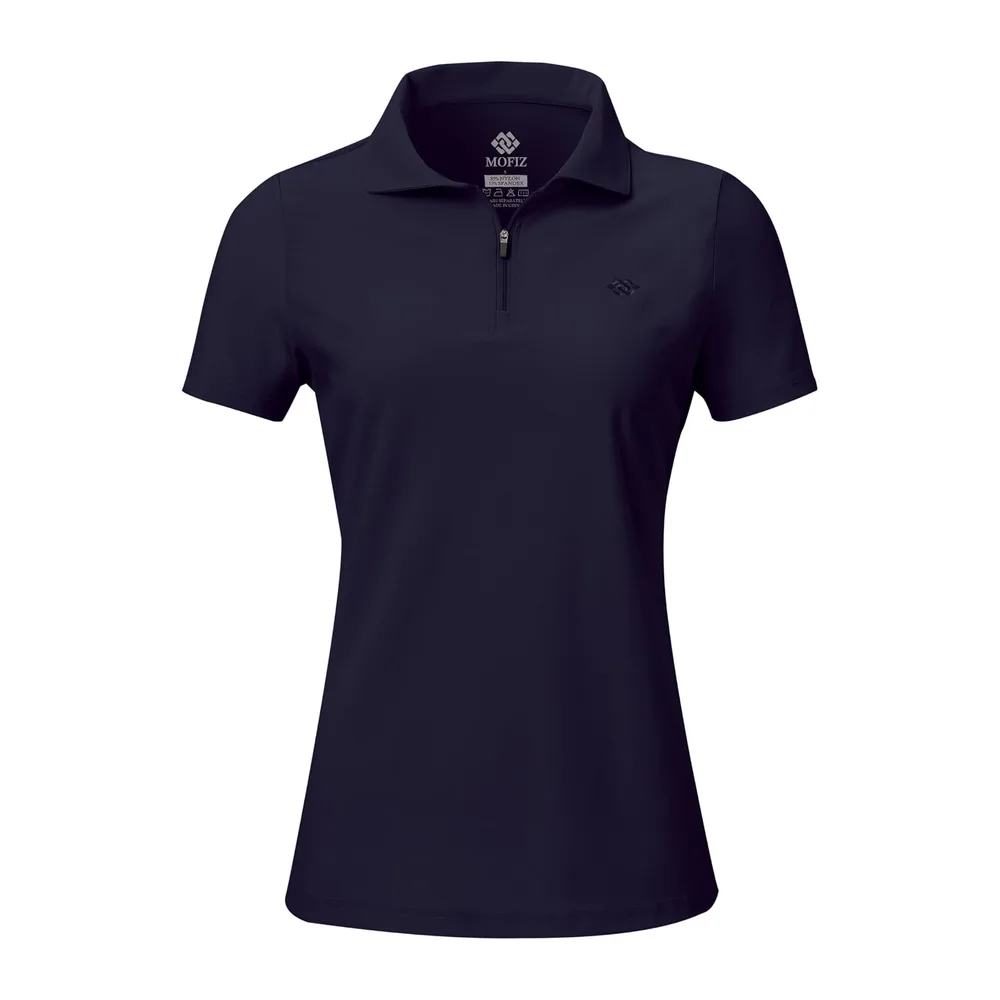 Polo sans Manches avec 1/4 Zipper d'été Sport Débardeur Golf Tennis — Bleu Marine- Mc