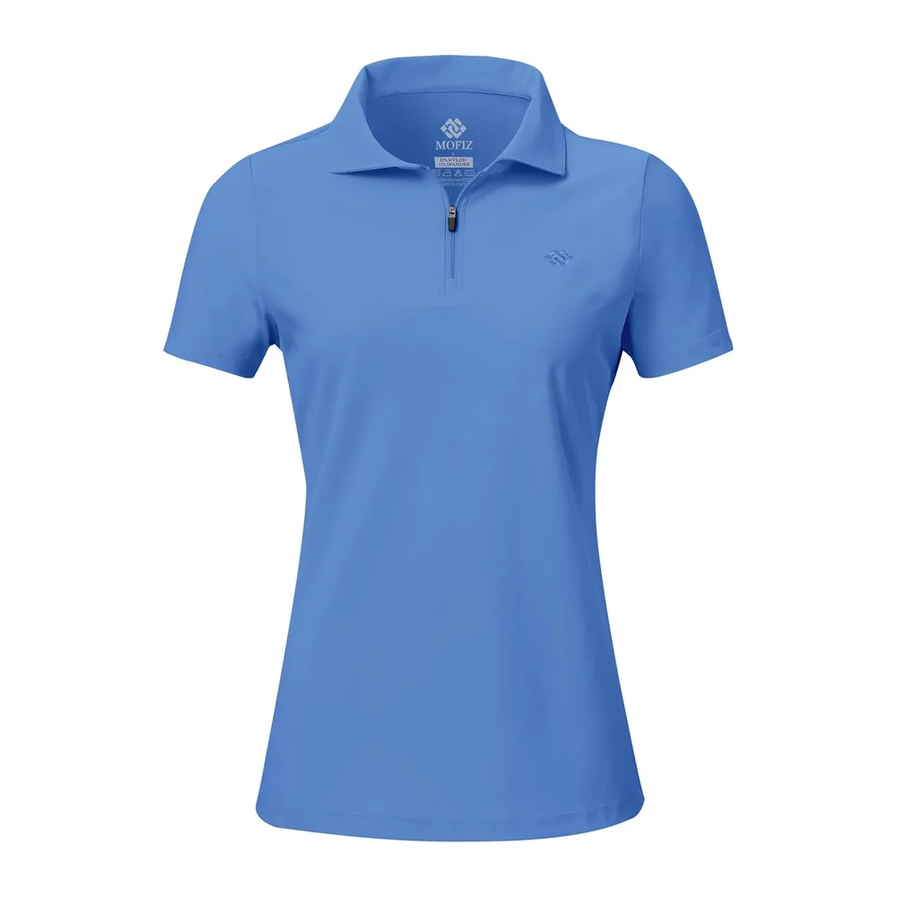 Polo sans Manches avec 1/4 Zipper d'été Sport Débardeur Golf Tennis Tops — Bleu Ciel- Mc