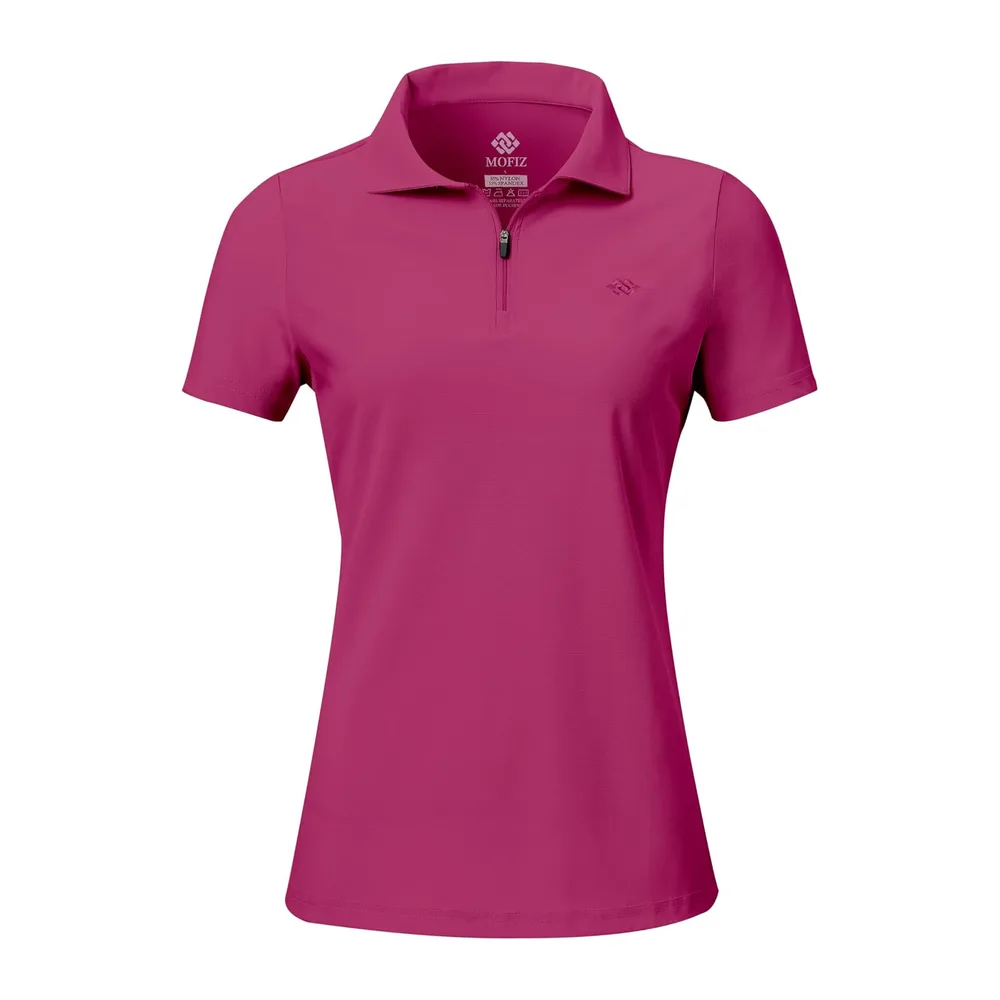 Polo sans Manches avec 1/4 Zipper d'été Sport Débardeur Golf Tennis Tops — Rouge Rose- Mc