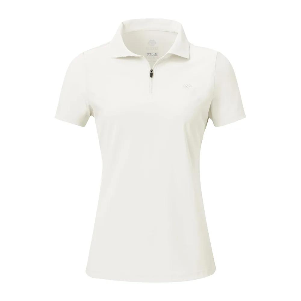 Polo sans Manches avec 1/4 Zipper d'été Sport Débardeur Golf Tennis Tops Gym — Blanc- Mc