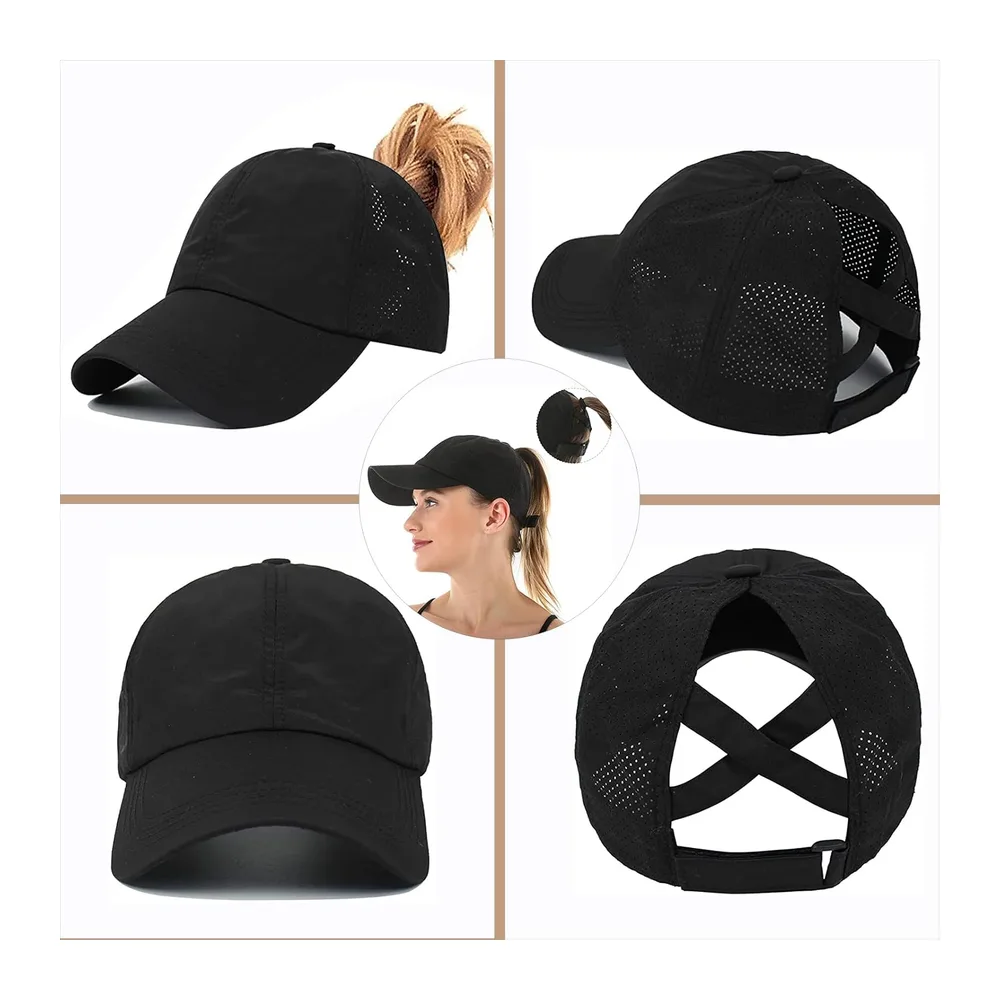 Casquette de Baseball, Queue de Cheval été Réglable Chapeau Séchage Rapide Respirante