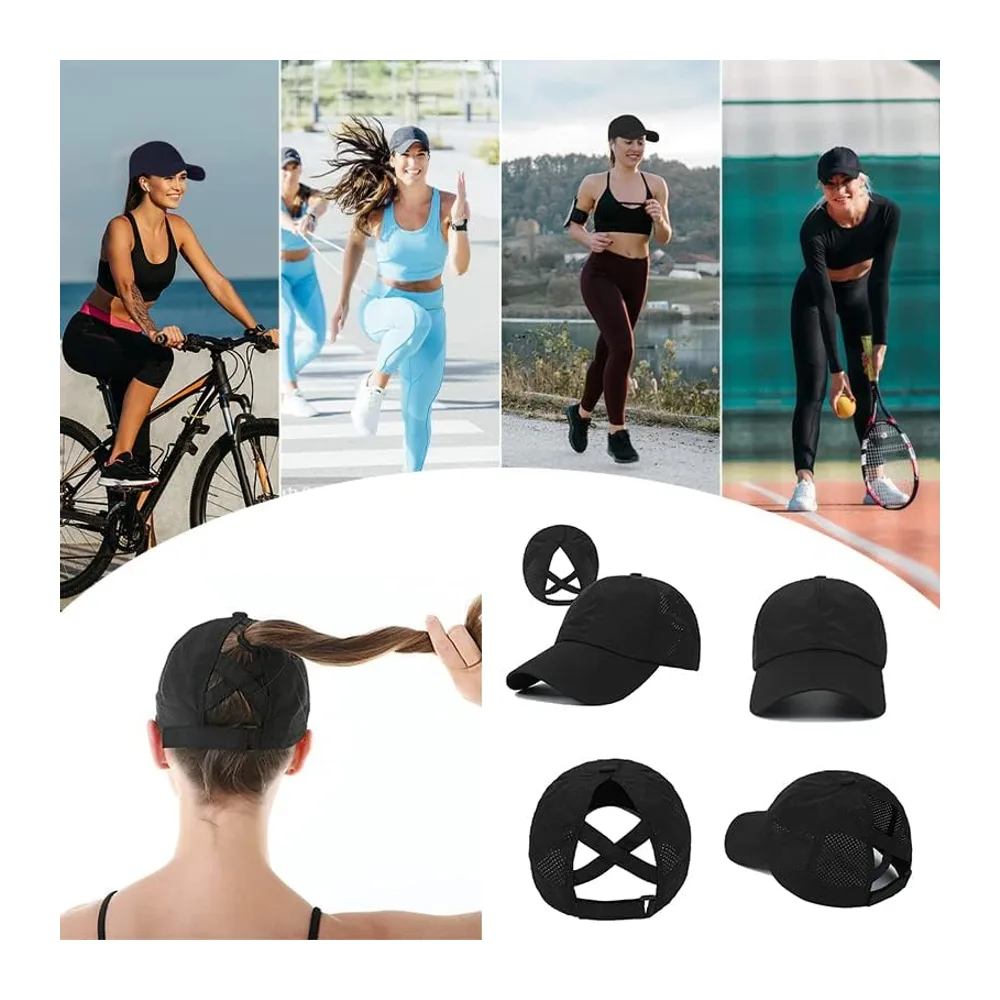 Casquette de Baseball, Queue de Cheval été Réglable Chapeau Séchage Rapide Respirante