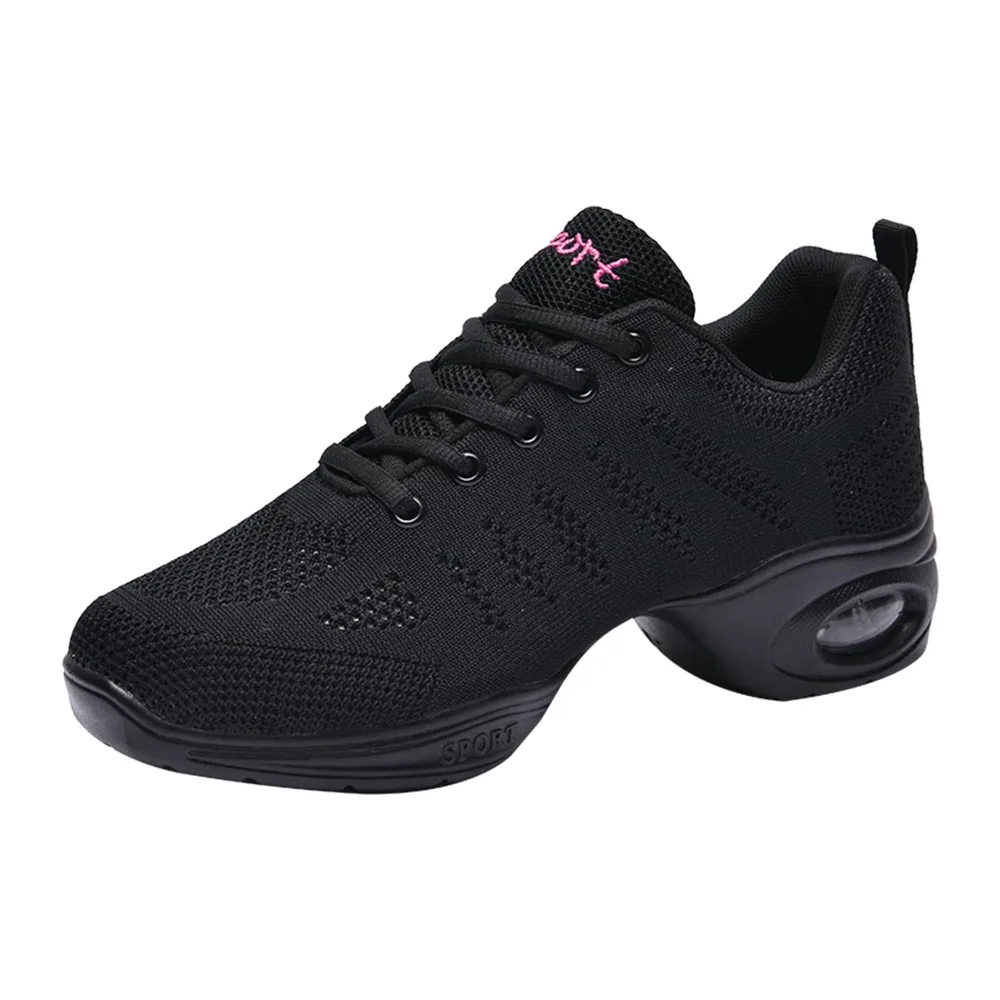 Chaussures de Jazz à Lacets Baskets de Danse Semelles Divisées Moderne Dance — Noir 727