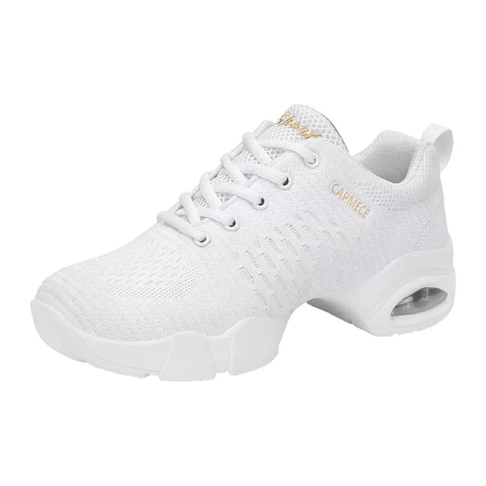 Chaussures de Danse Moderne Jazz Semelle Fendue Sport Sneaker — Blanc 2