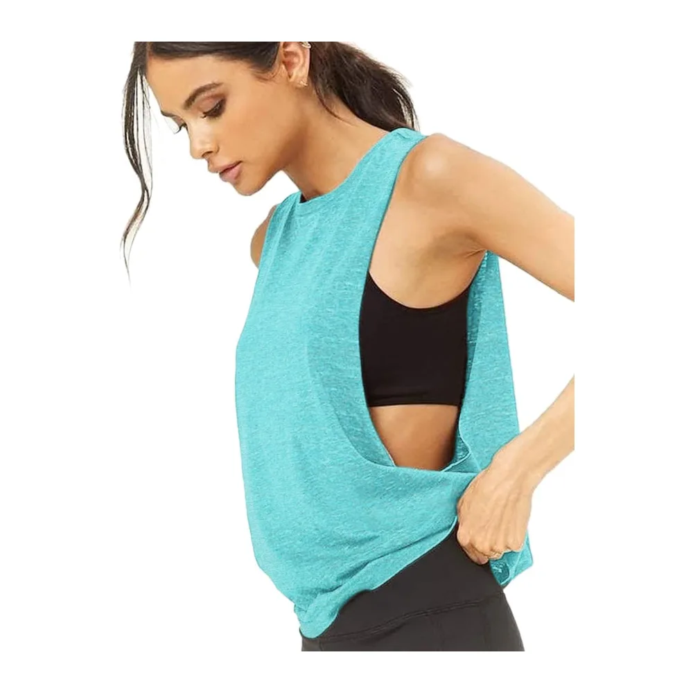 Workout Aptitude Débardeurs Tondu Sans manches Gym Yoga Fonctionnement Sportif — Bleu