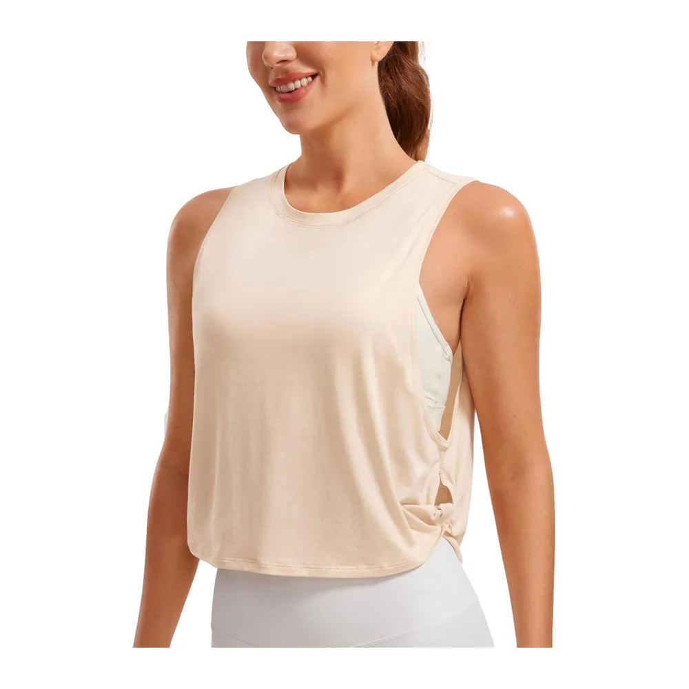 Coton Pima Débardeur Épaules Larges — Blanc Opal