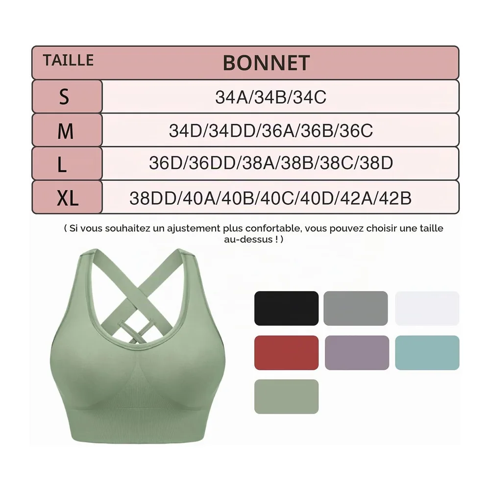 Brassière Sport sans Armature avec Coussinets Amovibles — Vert