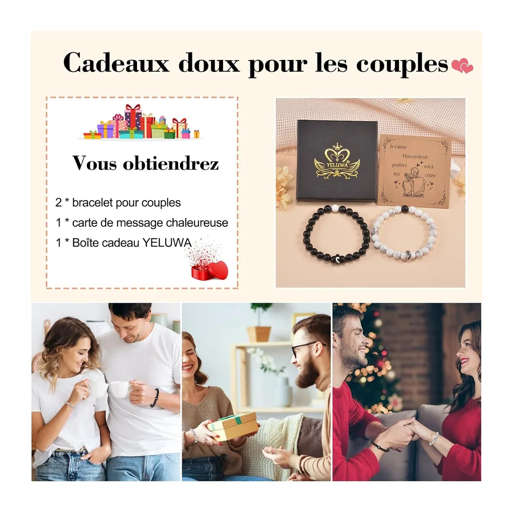 Cadeau Couple, Bracelet Couple, Cadeau Saint Valentin