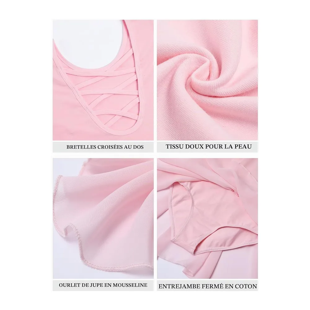 Tanzdunsje Girls' Ballet Dress with Tutu Skirt, Leotard Dance Girls Tutu Dance — Rose