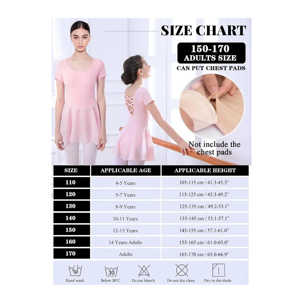 Tanzdunsje Girls' Ballet Dress with Tutu Skirt, Leotard Dance Girls Tutu Dance — Rose