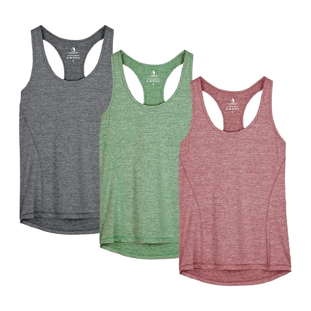 Débardeur de Sport Dos Nageur Yoga Shirt sans Manches — Charbon/Bordeaux/Vert Turquoise