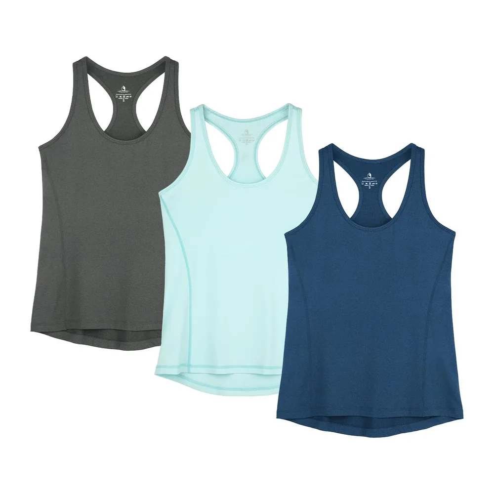 Débardeur de Sport Dos Nageur Yoga Shirt sans Manches Running — Gris Foncé/True Navy/Aqua