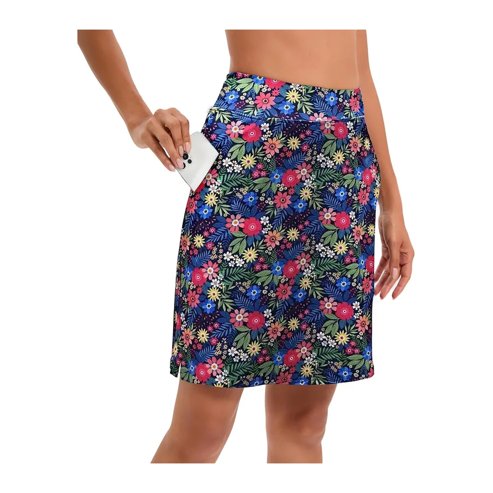 Jupe avec short intégré, longueur genou, taille haute, pour le sport, le tennis — Floral