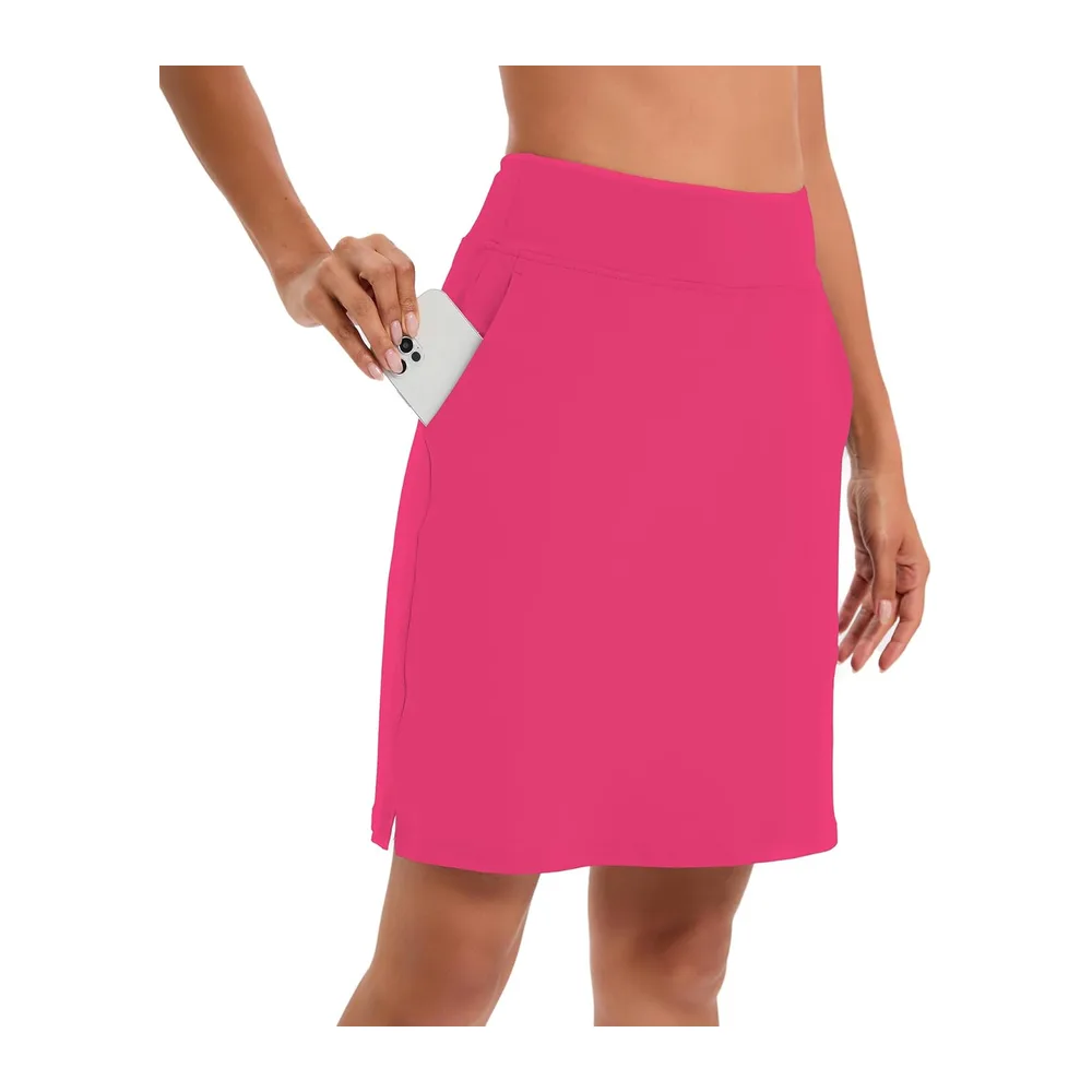 Jupe avec short intégré, longueur genou, taille haute, pour le sport, le tennis — Rose