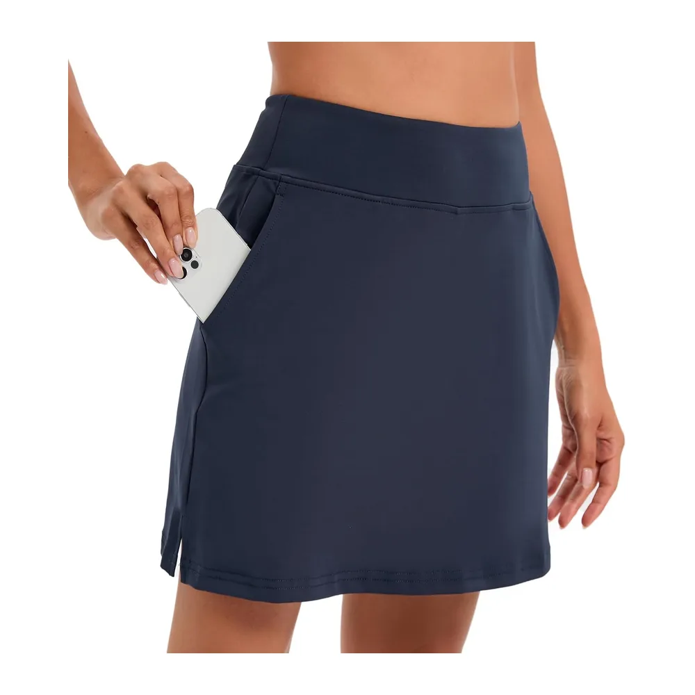 Tennis Skirt with Shorts Short with Pockets Golf Hiking Running Cycling — Bleu Marine
