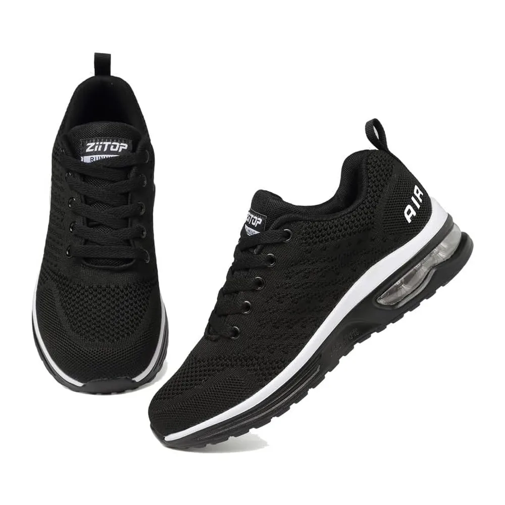 Basket Chaussures de Running Sneakers Basket de Marche à Coussin d'air — Noir et Blanc